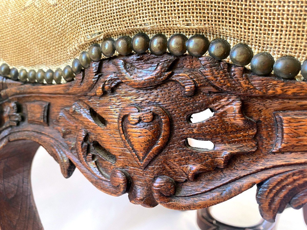 Tabouret Louis XV En Chêne Sculpté-photo-4