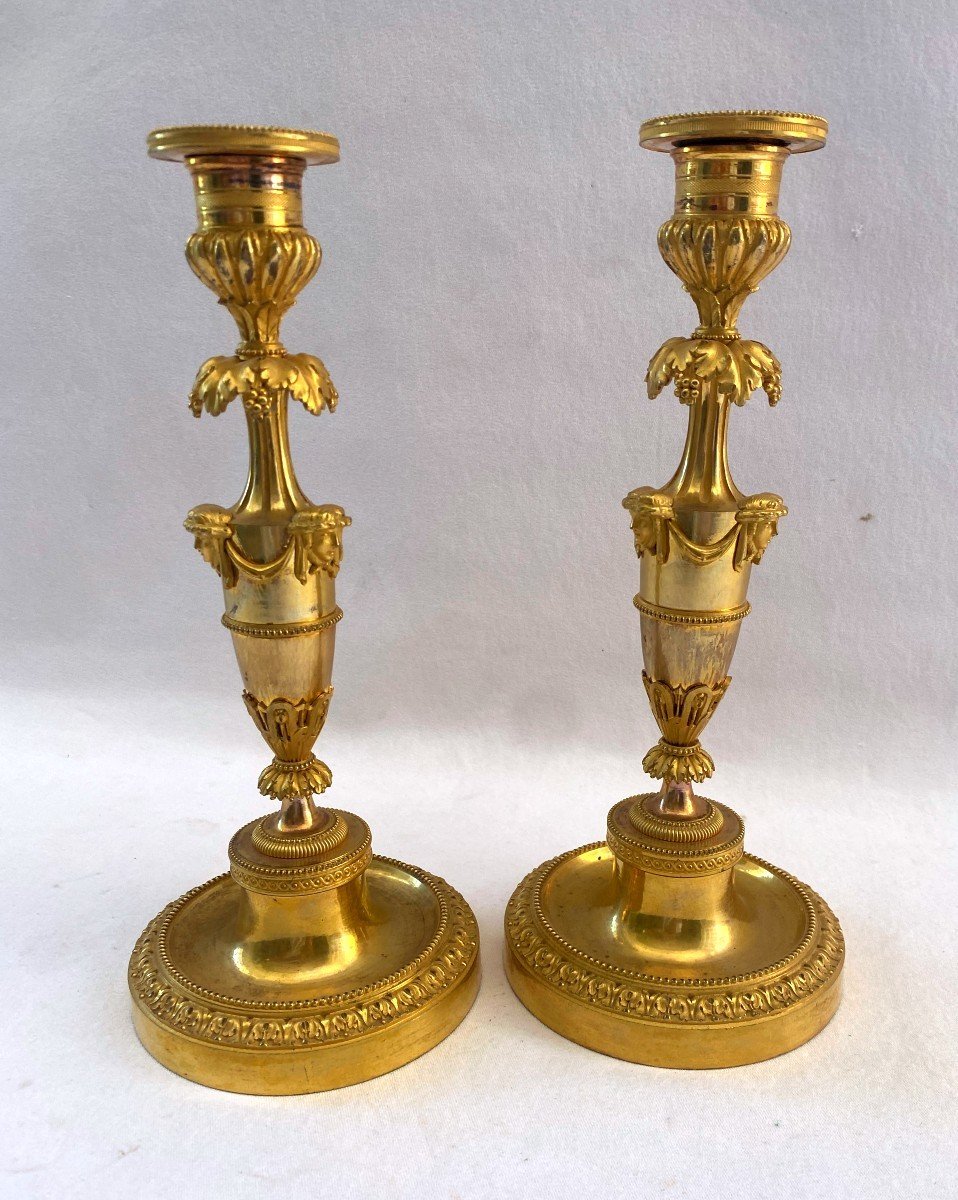 Pair Of Directoire Candlesticks With Faces -photo-3