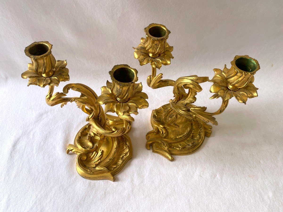 Rare Pair Of Louis XV Period Candlesticks With Crowned C -photo-7
