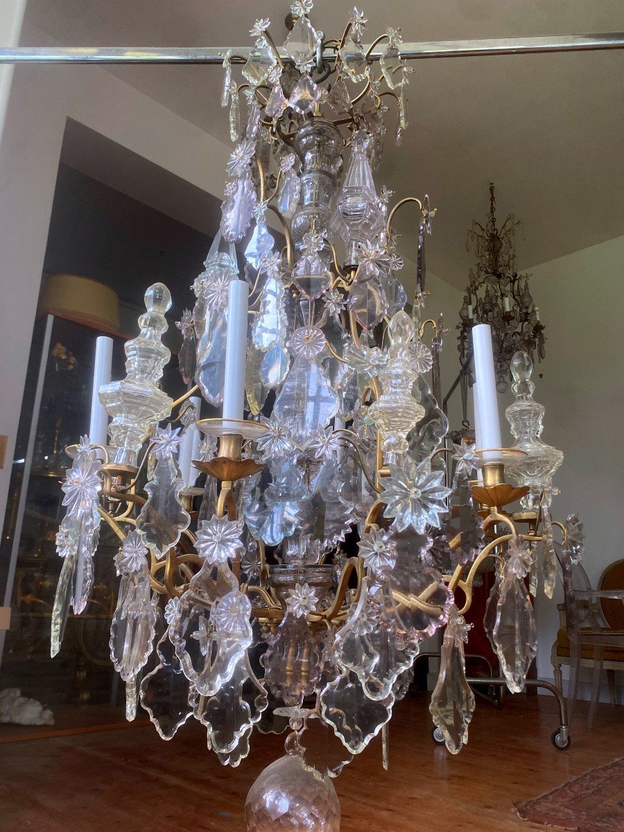 Large Louis XV Period Cage Chandelier In Bronze And Crystal-photo-4