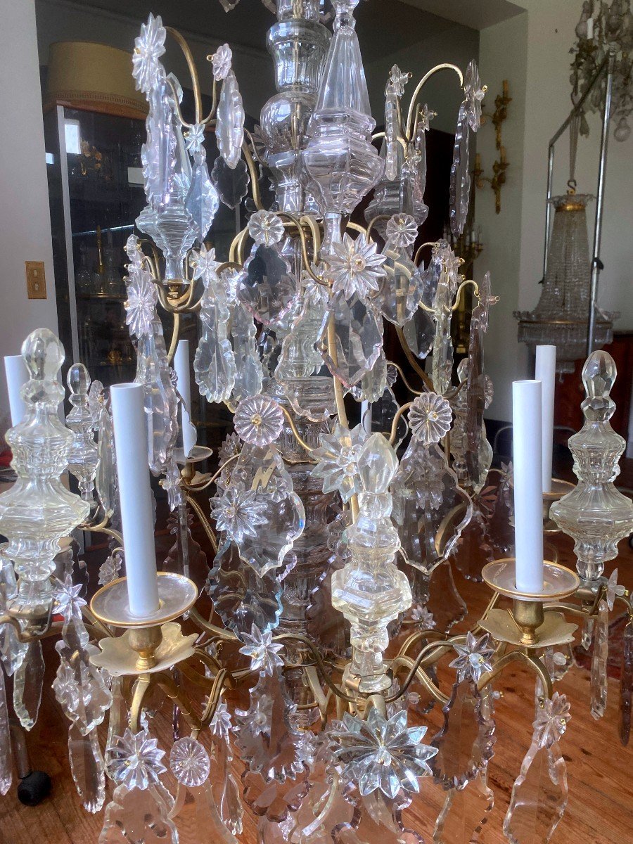 Large Louis XV Period Cage Chandelier In Bronze And Crystal-photo-3