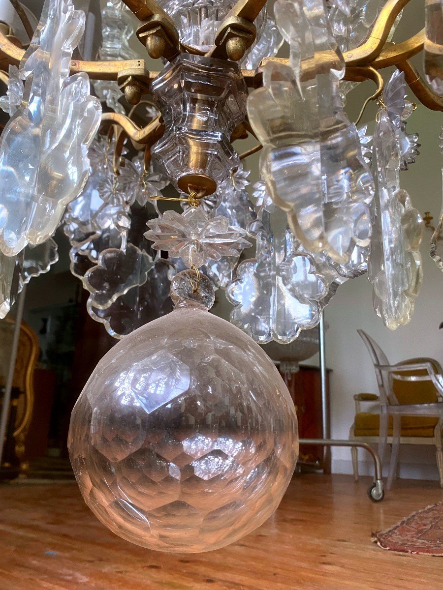 Large Louis XV Period Cage Chandelier In Bronze And Crystal-photo-4