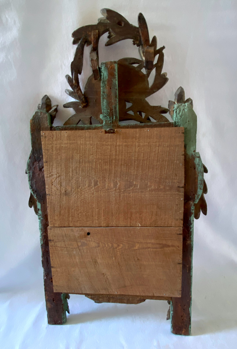 Glace Louis XVI En Bois Sculpté Et Argenté-photo-4