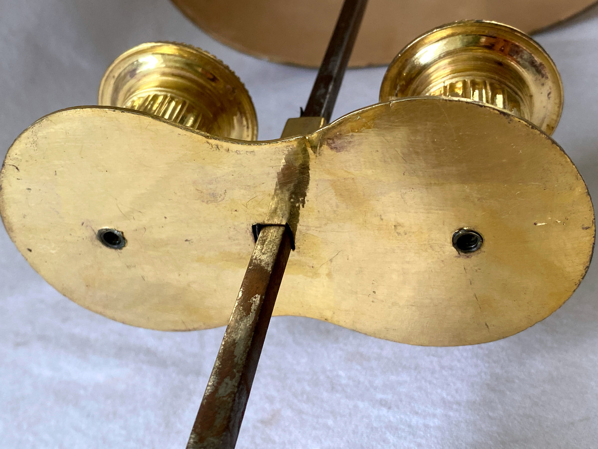 Lampe Bouillotte Louis XVI En Bronze Doré-photo-3