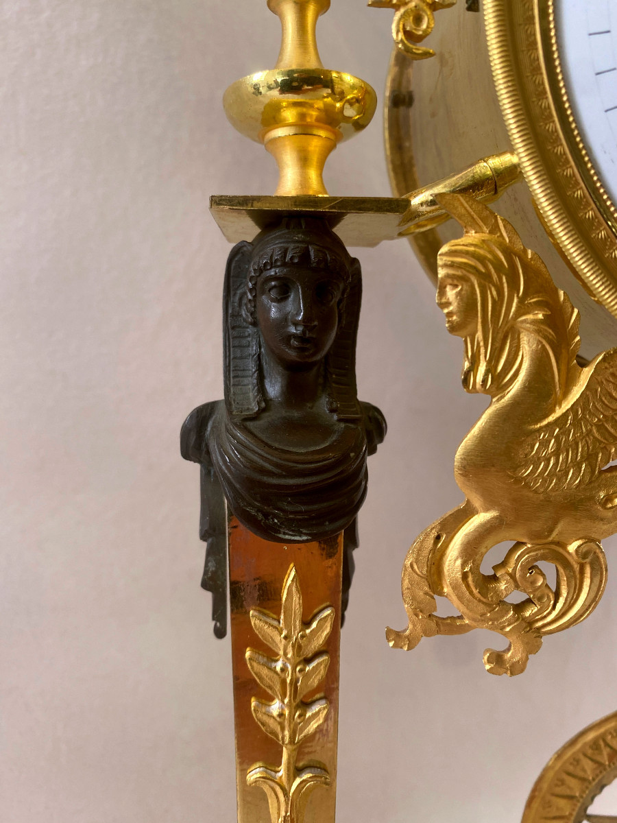 Pendule aux cariatides Retour d'égypte En Bronze Doré-photo-3