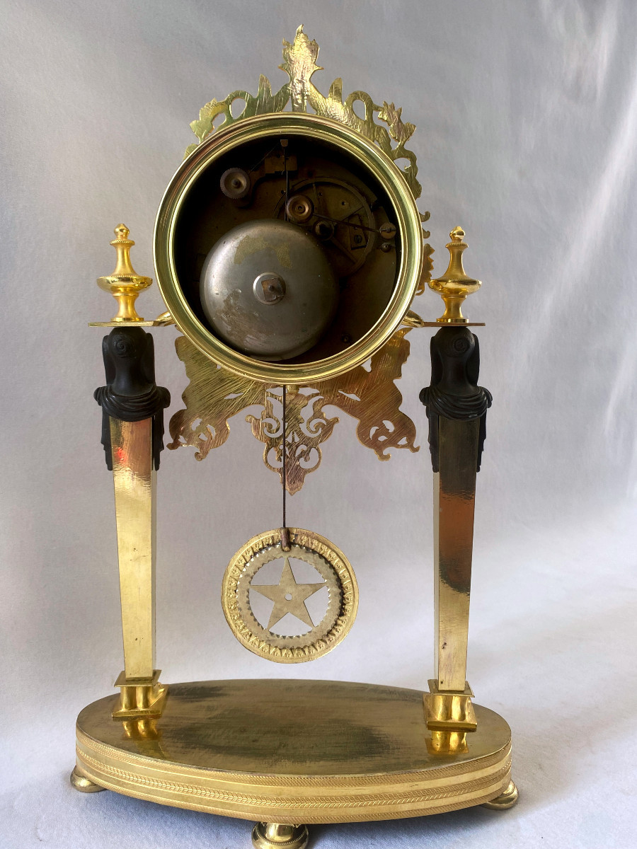 Pendule aux cariatides Retour d'égypte En Bronze Doré-photo-7
