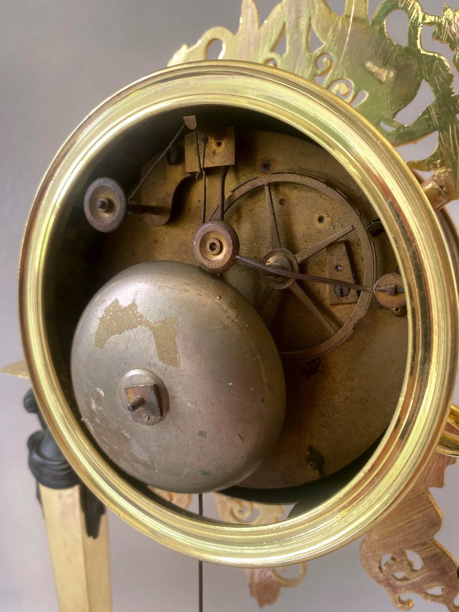 Pendule aux cariatides Retour d'égypte En Bronze Doré-photo-8