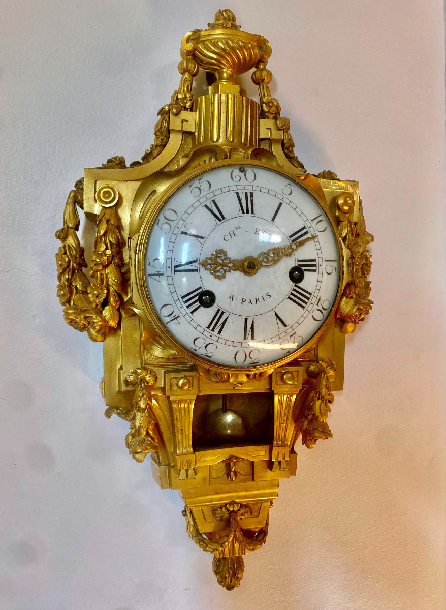 Louis XVI Period Gilt Bronze Cartel Clock-photo-4