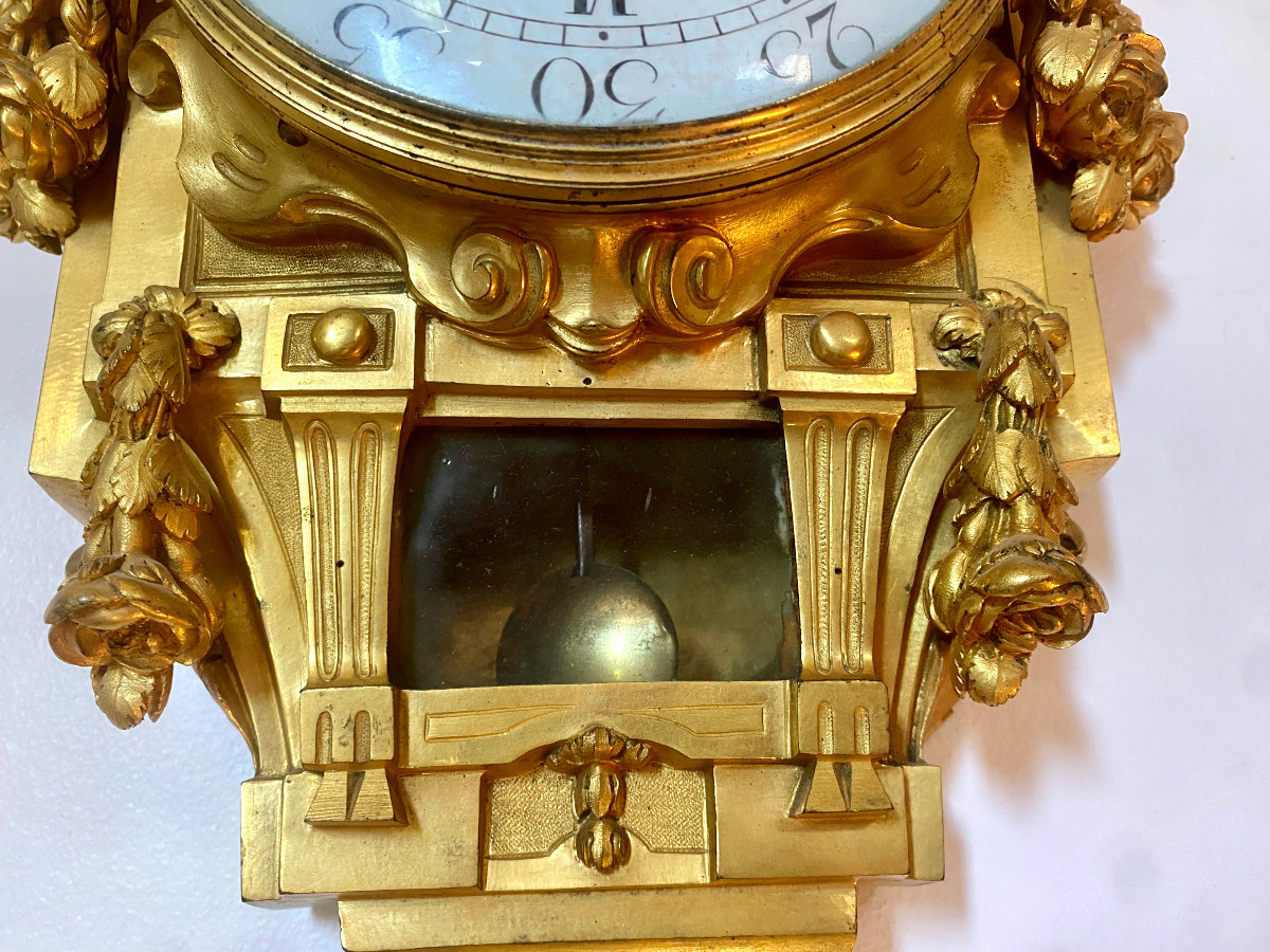 Louis XVI Period Gilt Bronze Cartel Clock-photo-3