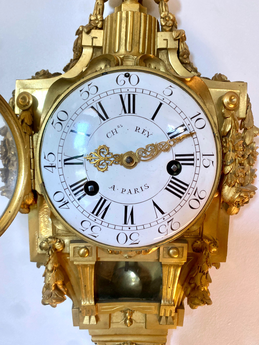 Louis XVI Period Gilt Bronze Cartel Clock-photo-6