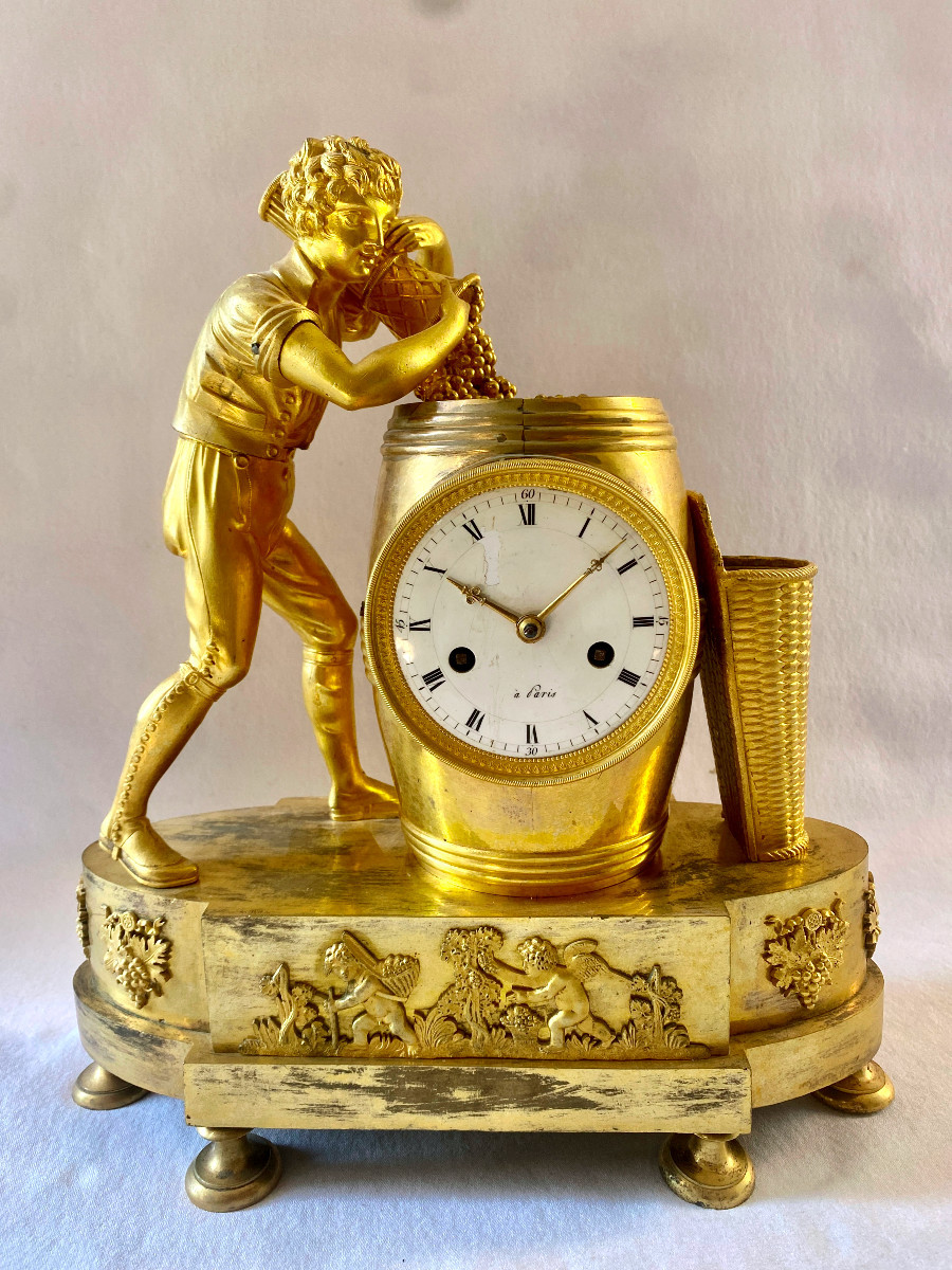 The Winemaker Empire Pendulum In Gilded Bronze