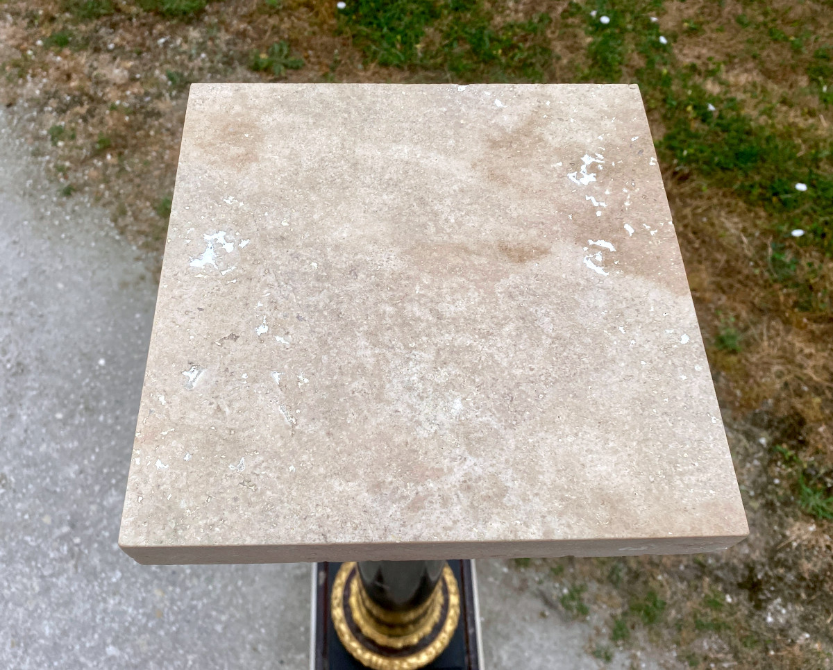 Marble And Gilded Bronze Column Stand-photo-4