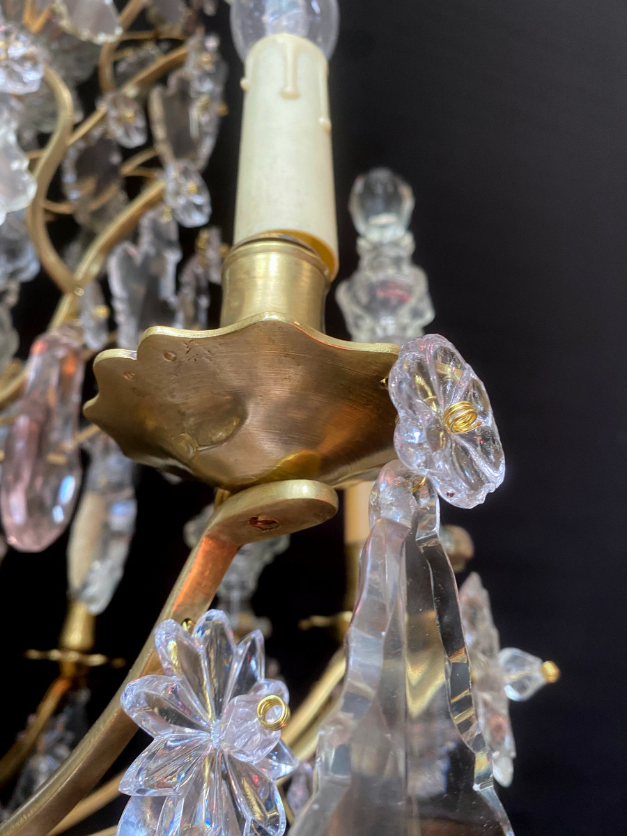 lustre d'époque Louis xv en bronze doré et pampilles de cristal-photo-4