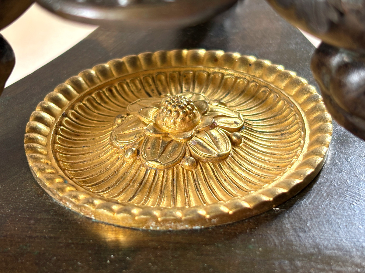 Paire de grands candélabres Empire en bronze doré et patiné-photo-4