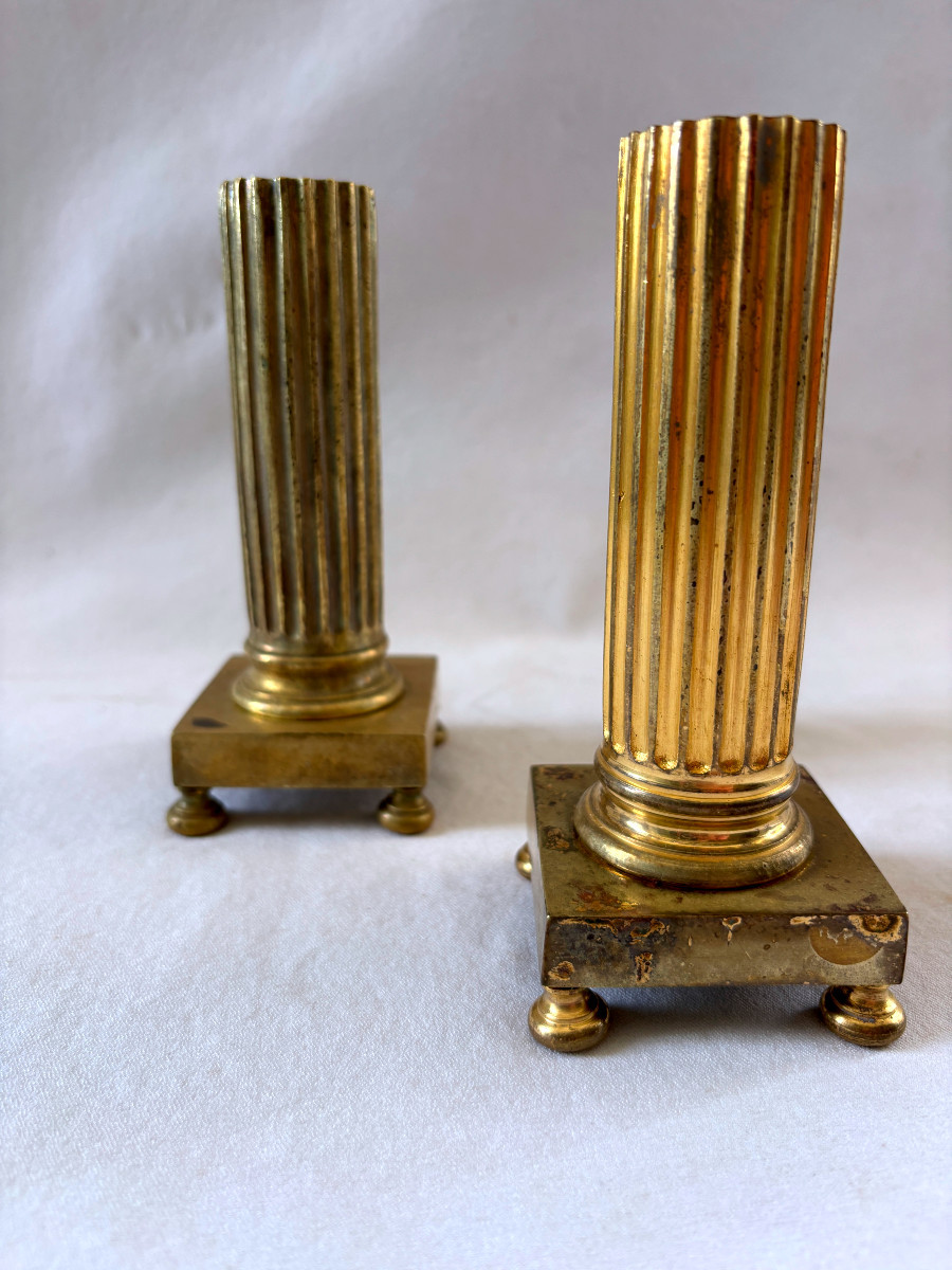 Pair Of Bronze Financier Candlesticks-photo-2