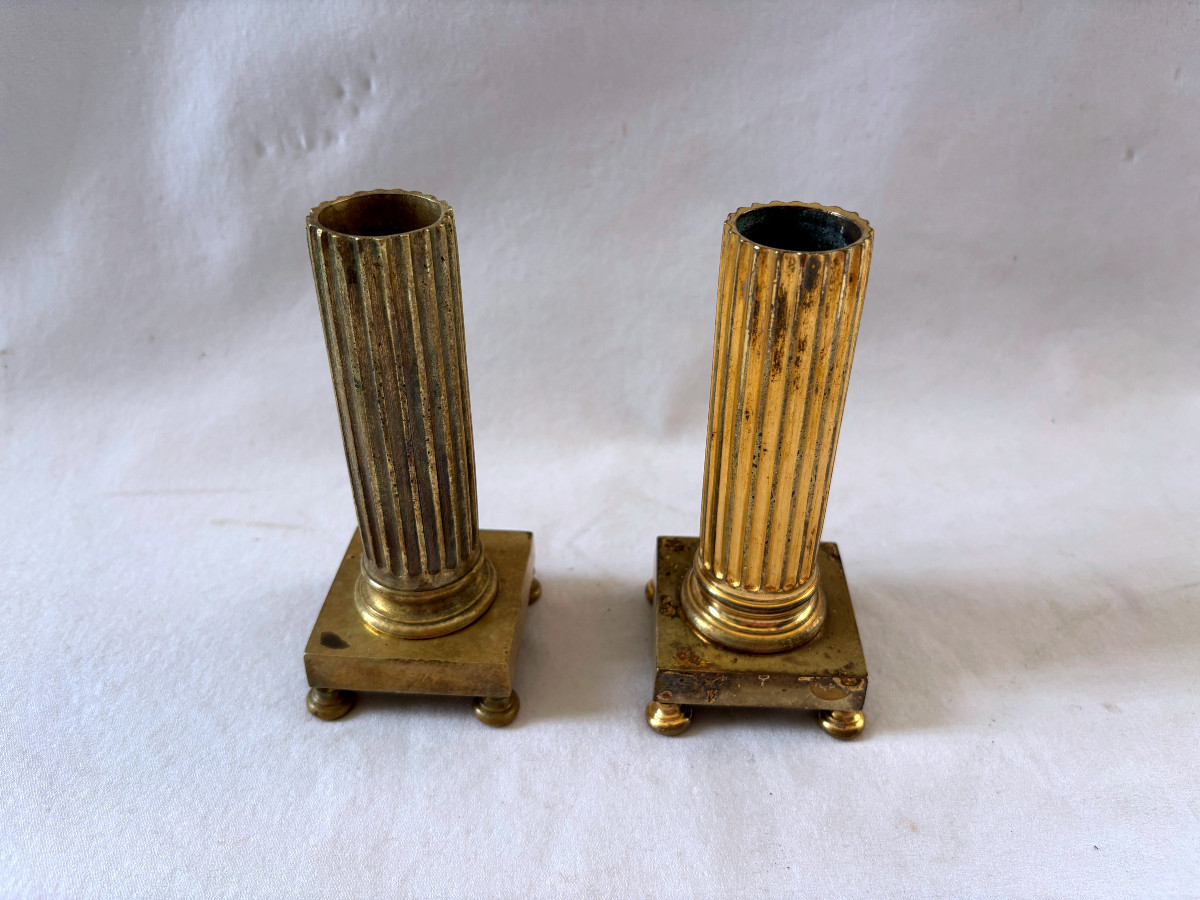 Pair Of Bronze Financier Candlesticks-photo-3