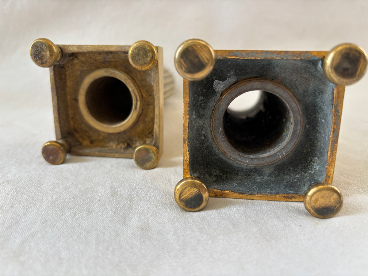 Pair Of Bronze Financier Candlesticks-photo-4