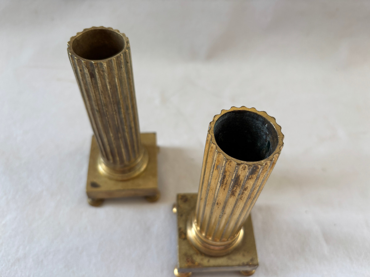 Pair Of Bronze Financier Candlesticks-photo-1