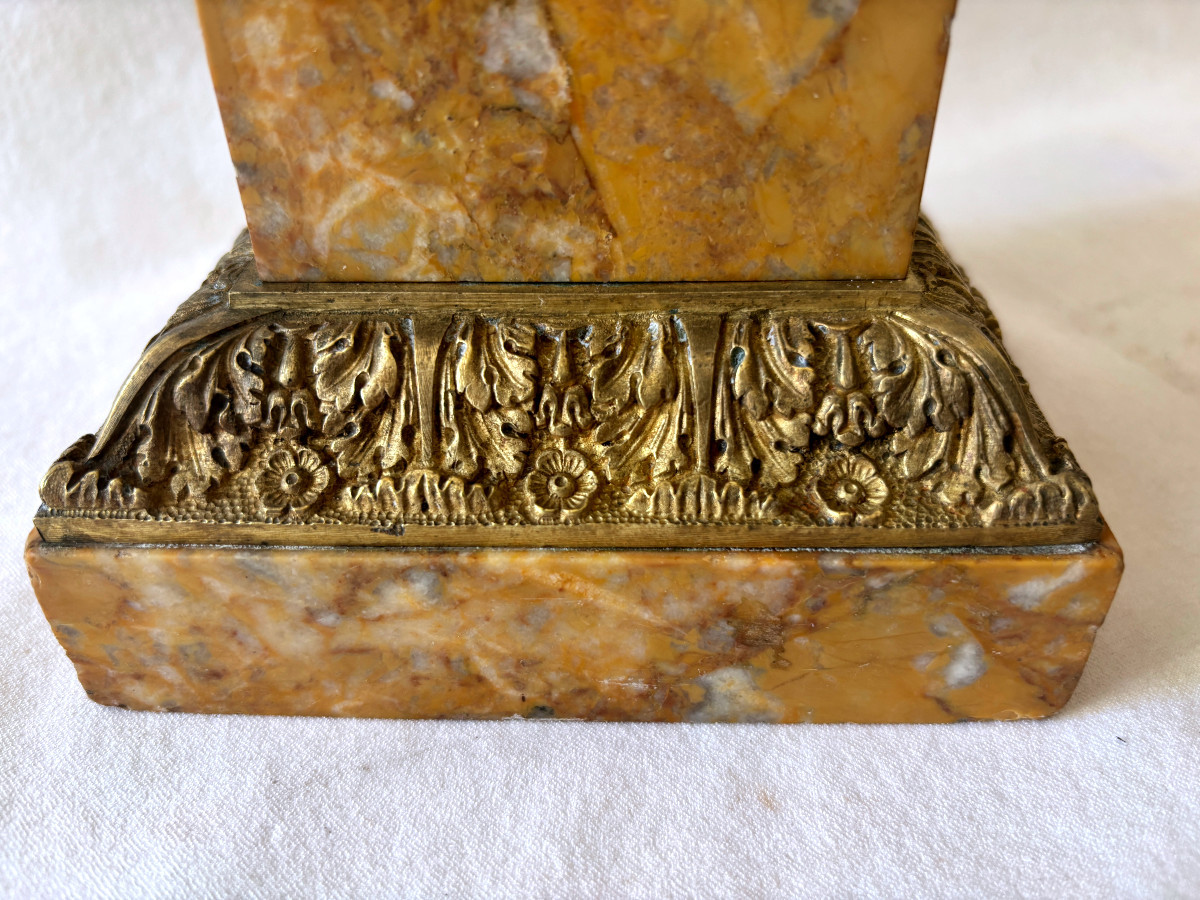 Paire de grandes coupes tazza en bronze et marbre-photo-1