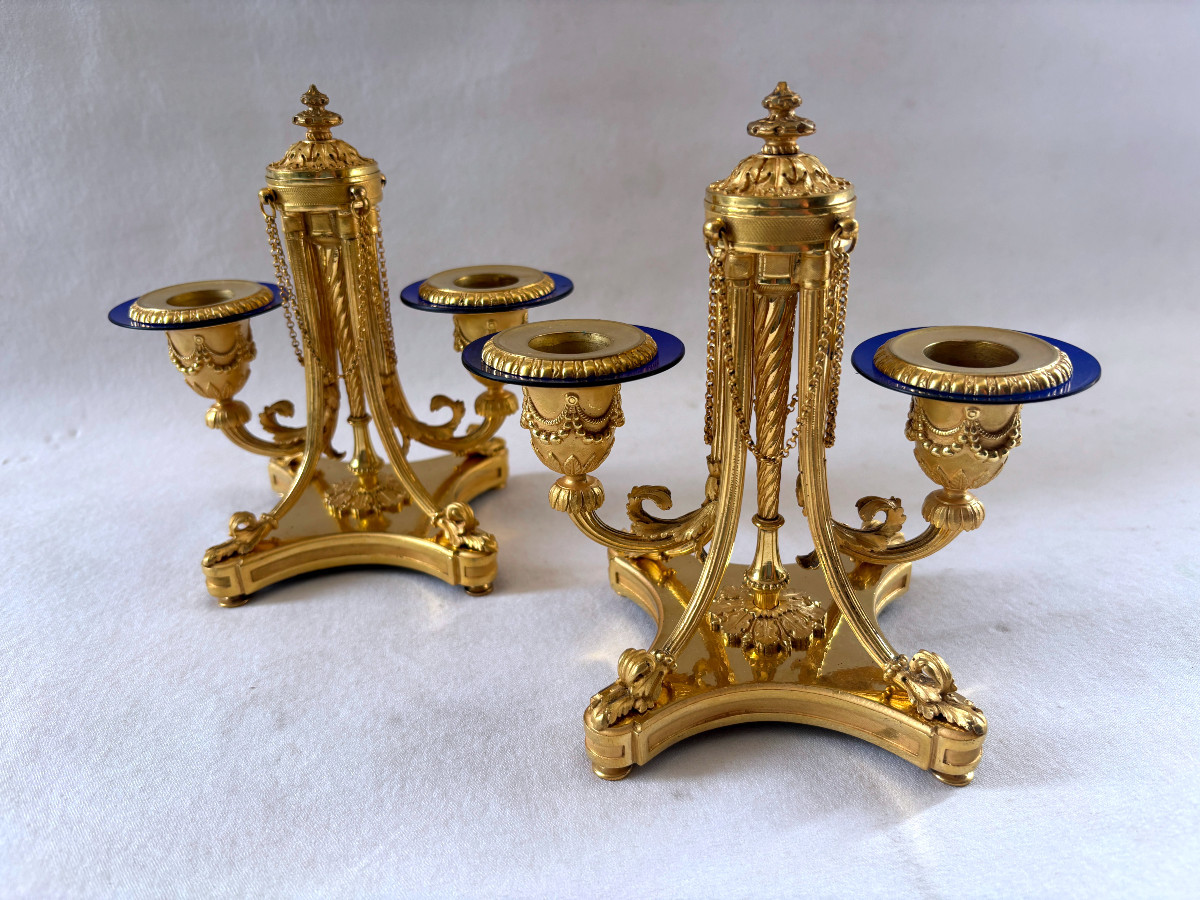 Victor Paillard Pair Of Gilt Bronze Candlesticks-photo-3