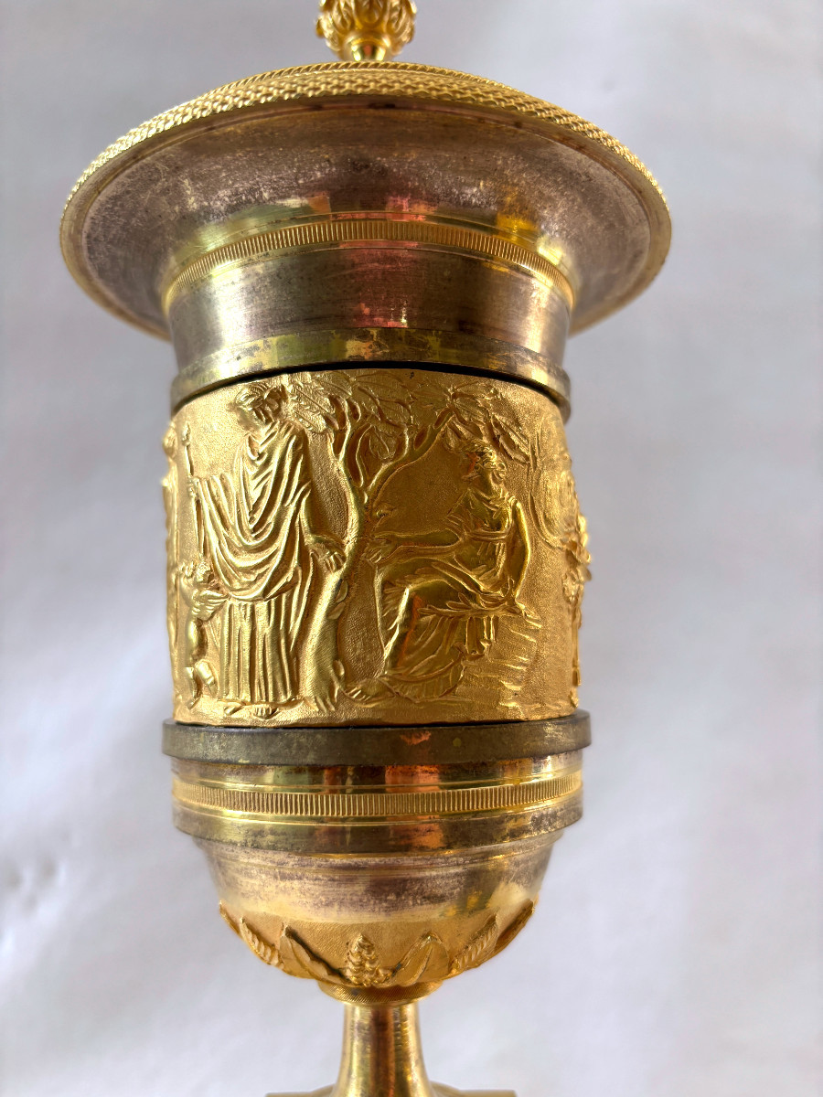 Thomire Paire de Vases en Bronze Doré Epoque Empire-photo-1