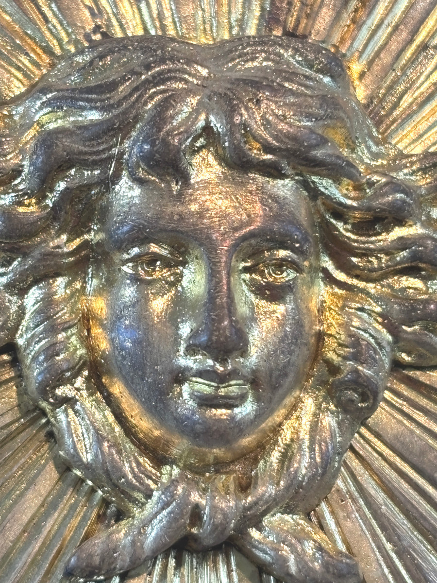 Pair Of Large Gilded Bronze Suns Forming Nail Covers-photo-1