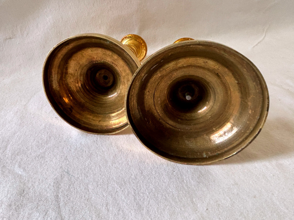 Paire de Bougeoirs d'époque Directoire en bronze doré-photo-7