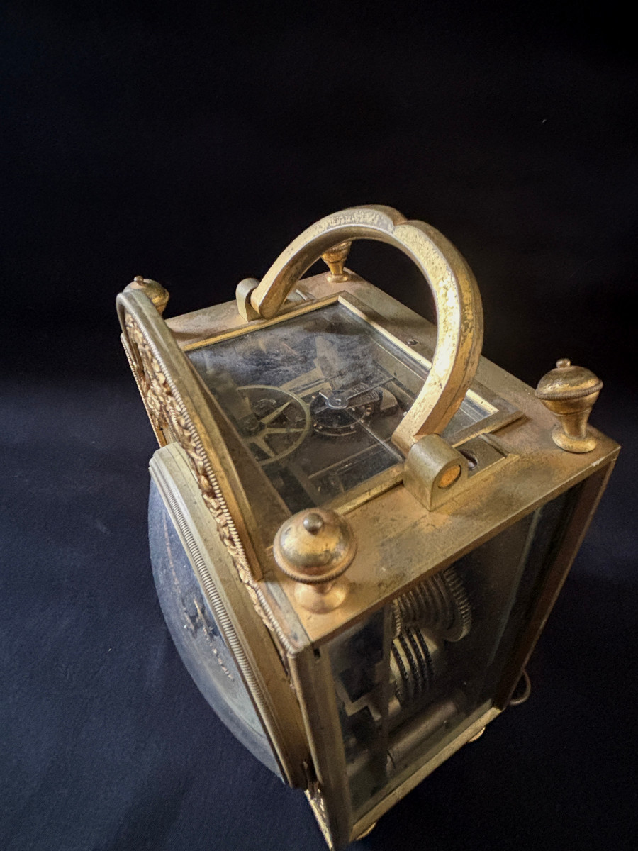 Louis XVI Period Officer's Clock In Gilt Bronze-photo-4