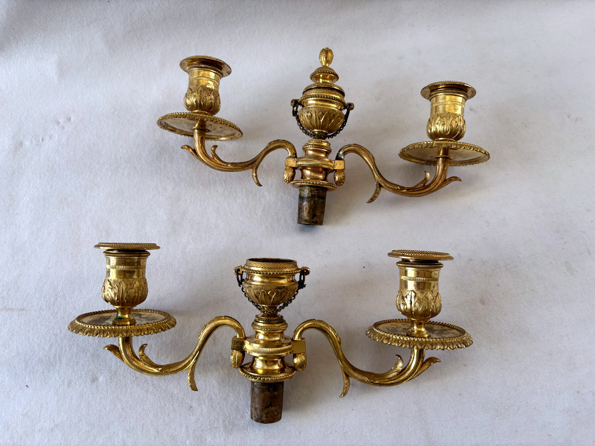 Louis XVI Gilt Bronze Candlestick Tops-photo-2