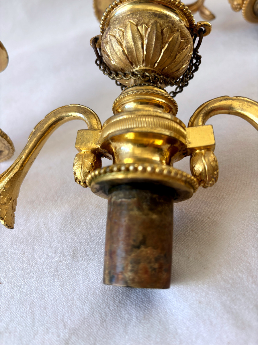 Louis XVI Gilt Bronze Candlestick Tops-photo-4