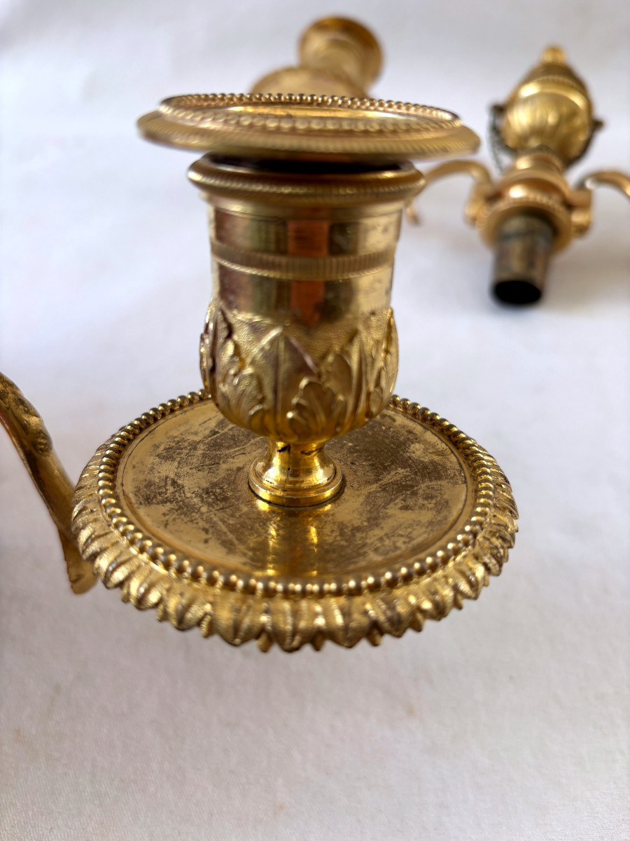 Louis XVI Gilt Bronze Candlestick Tops-photo-2