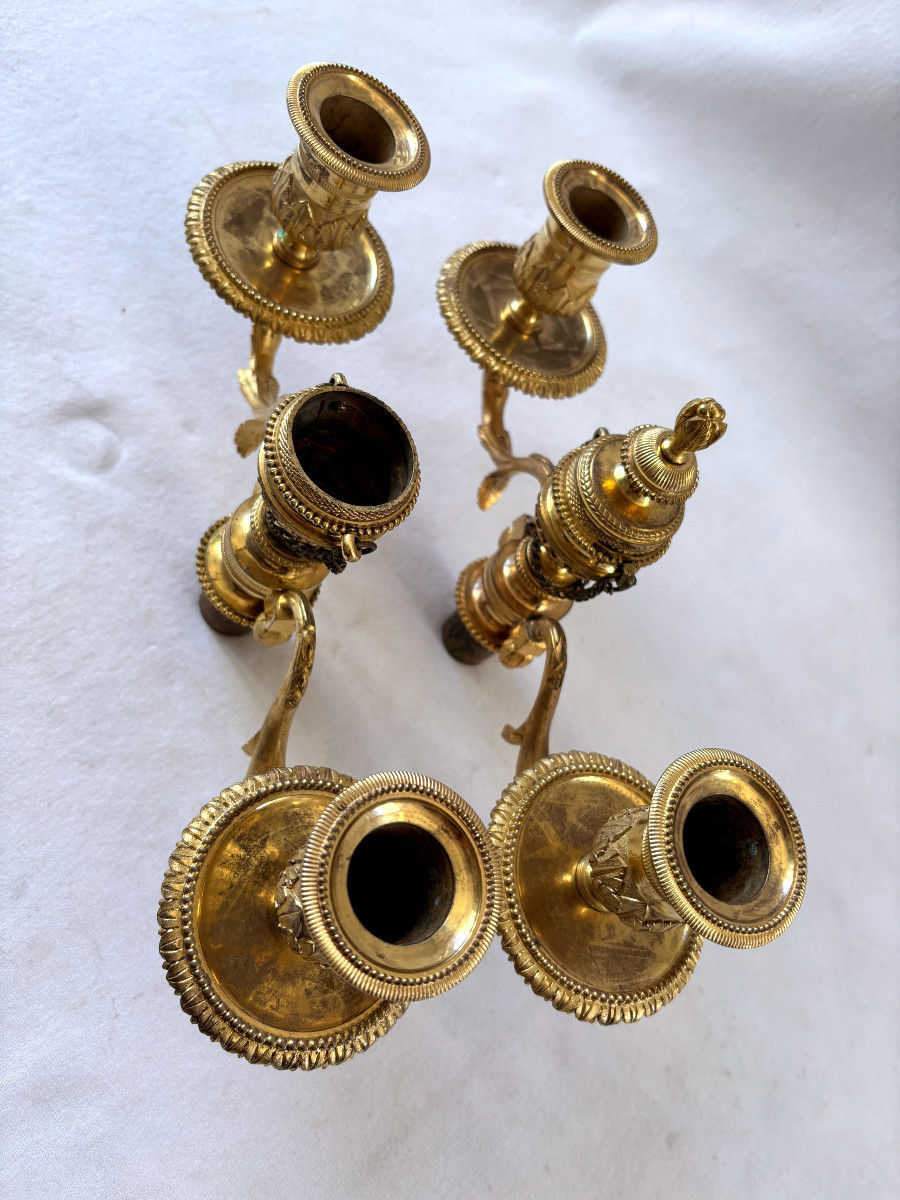 Louis XVI Gilt Bronze Candlestick Tops-photo-3