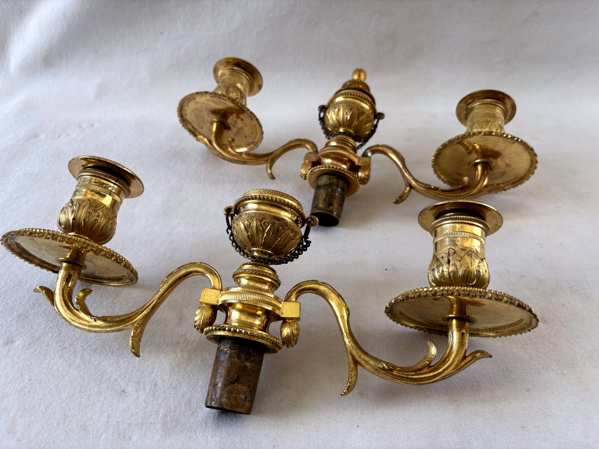 Louis XVI Gilt Bronze Candlestick Tops
