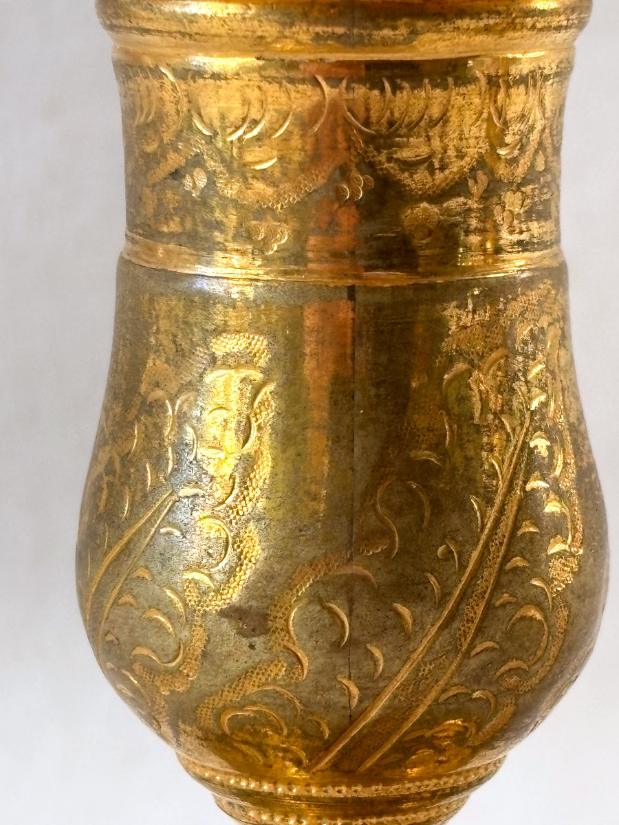 Paire de bougeoirs de toilette époque Louis XVI en bronze doré-photo-3