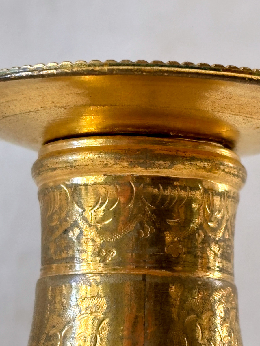 Paire de bougeoirs de toilette époque Louis XVI en bronze doré-photo-4