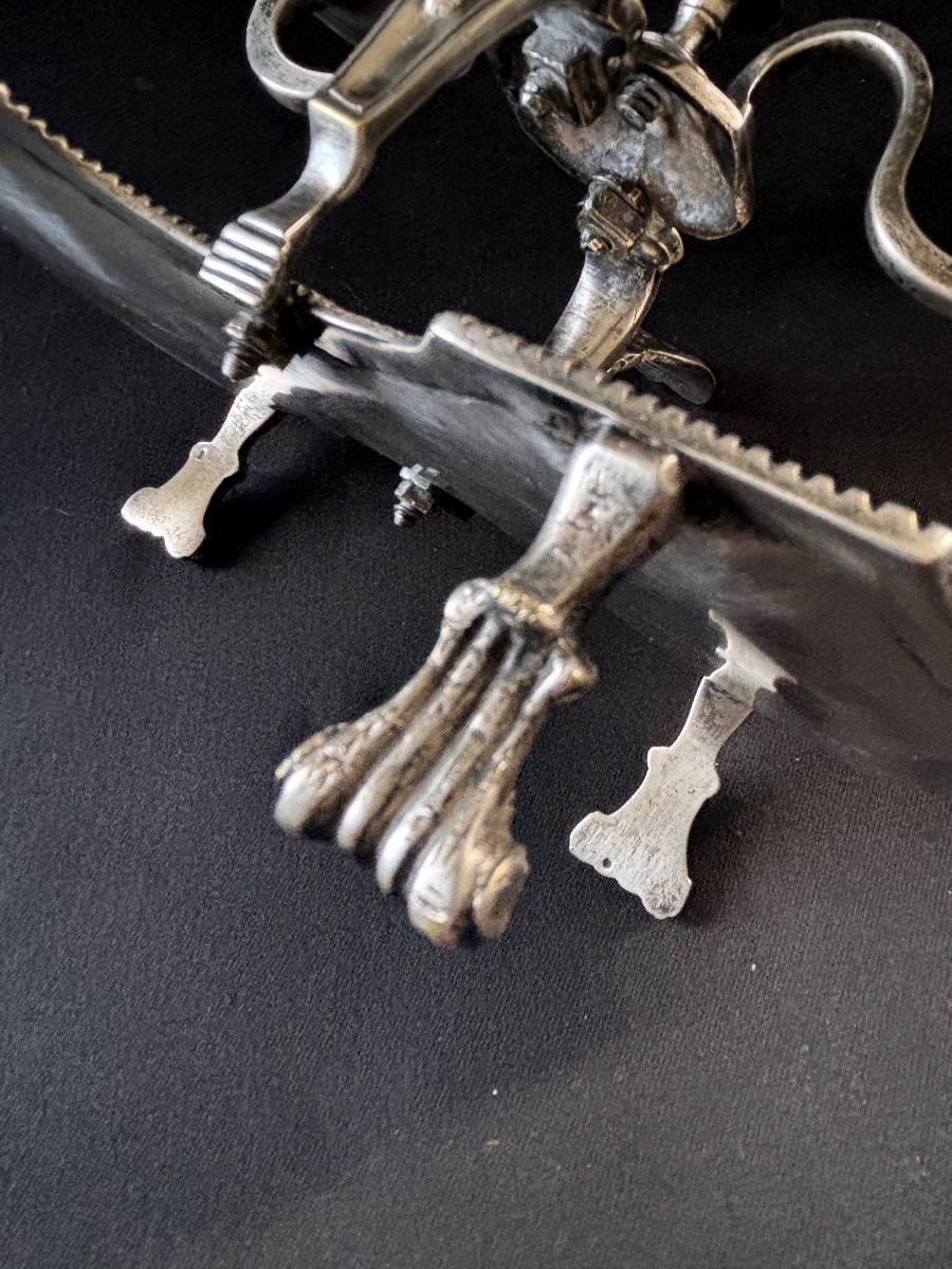 Bougeoir à main époque régence en bronze argenté-photo-2