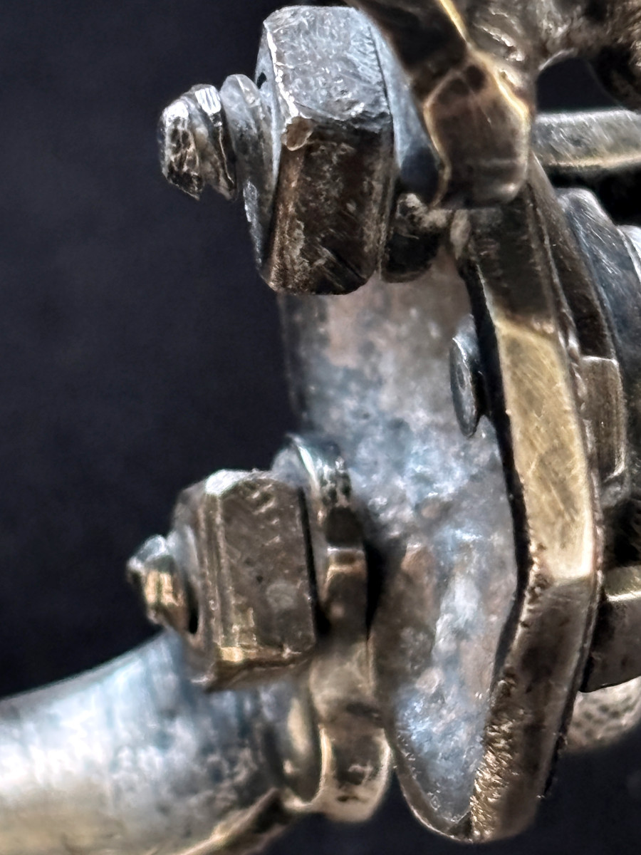 Bougeoir à main époque régence en bronze argenté-photo-3