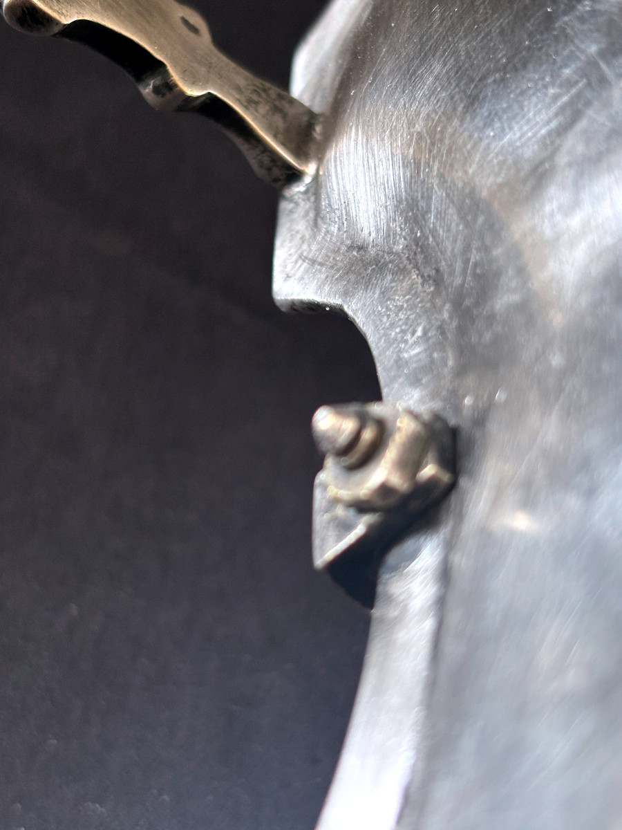 Bougeoir à main époque régence en bronze argenté-photo-4