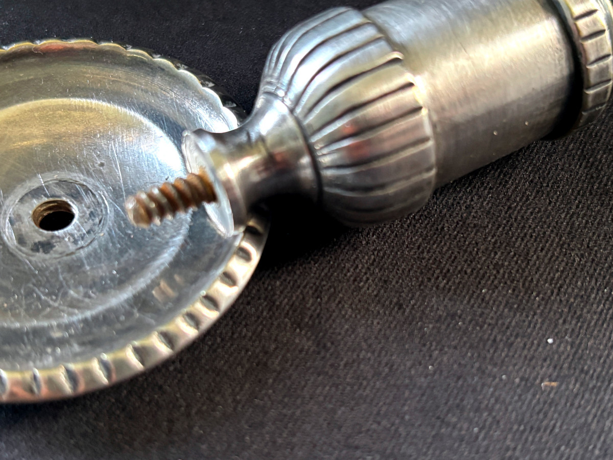 Bougeoir à main époque régence en bronze argenté-photo-5