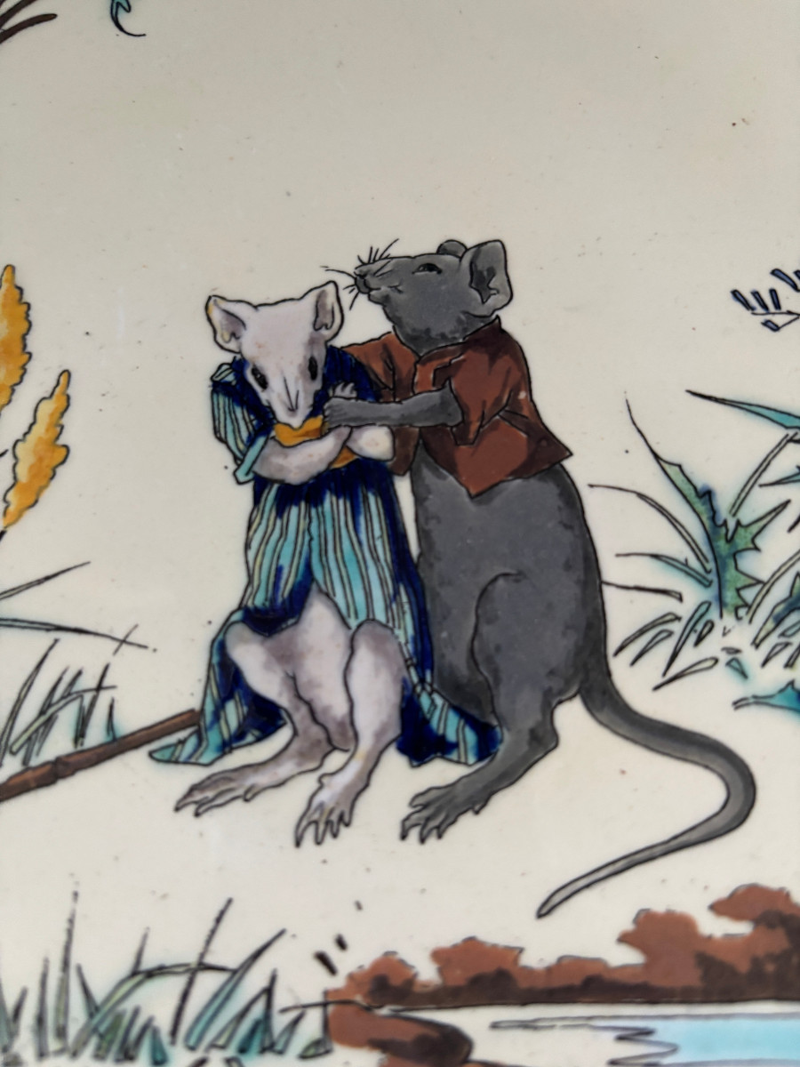 Jules Vieillard Bordeaux Plate With Mice-photo-2