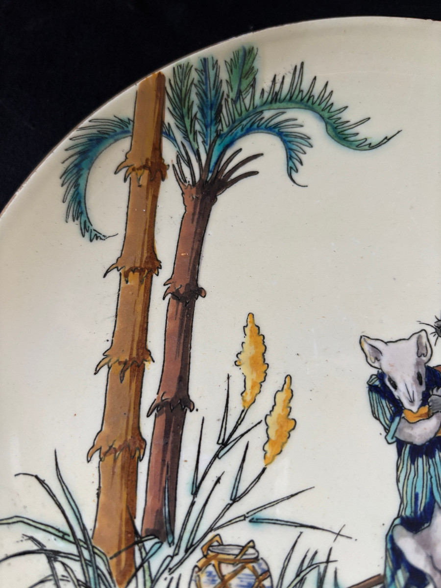 Jules Vieillard Bordeaux Plate With Mice-photo-4