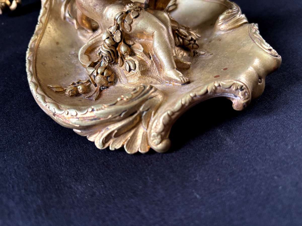 Henry Dasson Bronze Hand Candlestick-photo-2