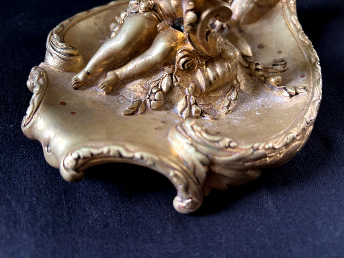 Henry Dasson Bronze Hand Candlestick-photo-3