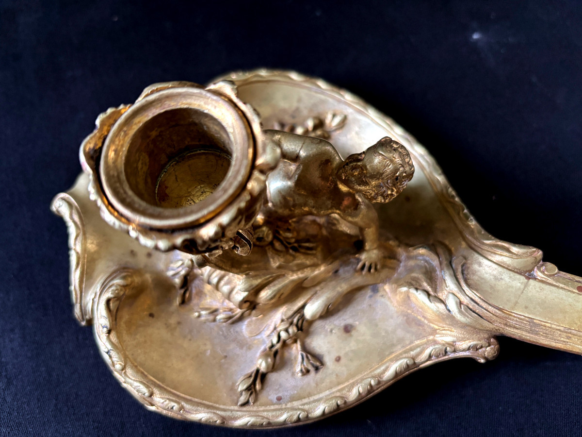 Henry Dasson Bronze Hand Candlestick-photo-4