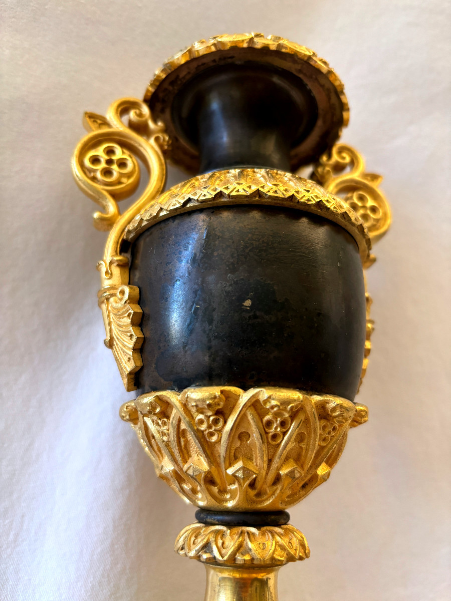 Gothic Troubadour Cassolettes In Gilded And Patinated Bronze-photo-6