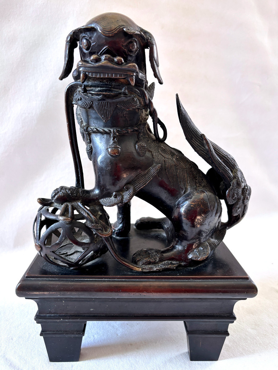 Large Pair Of Bronze Foo Dogs -photo-4