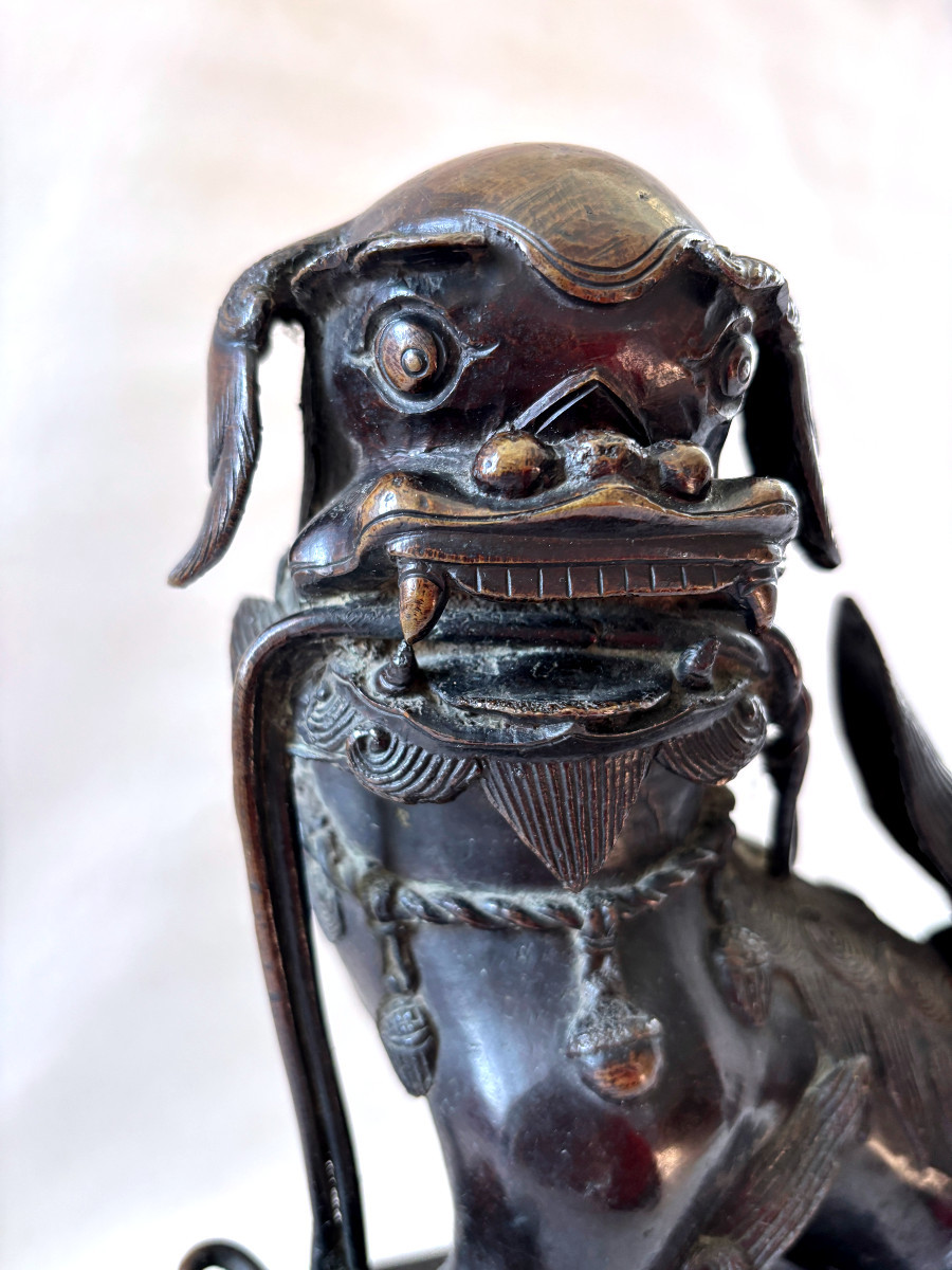 Large Pair Of Bronze Foo Dogs -photo-2