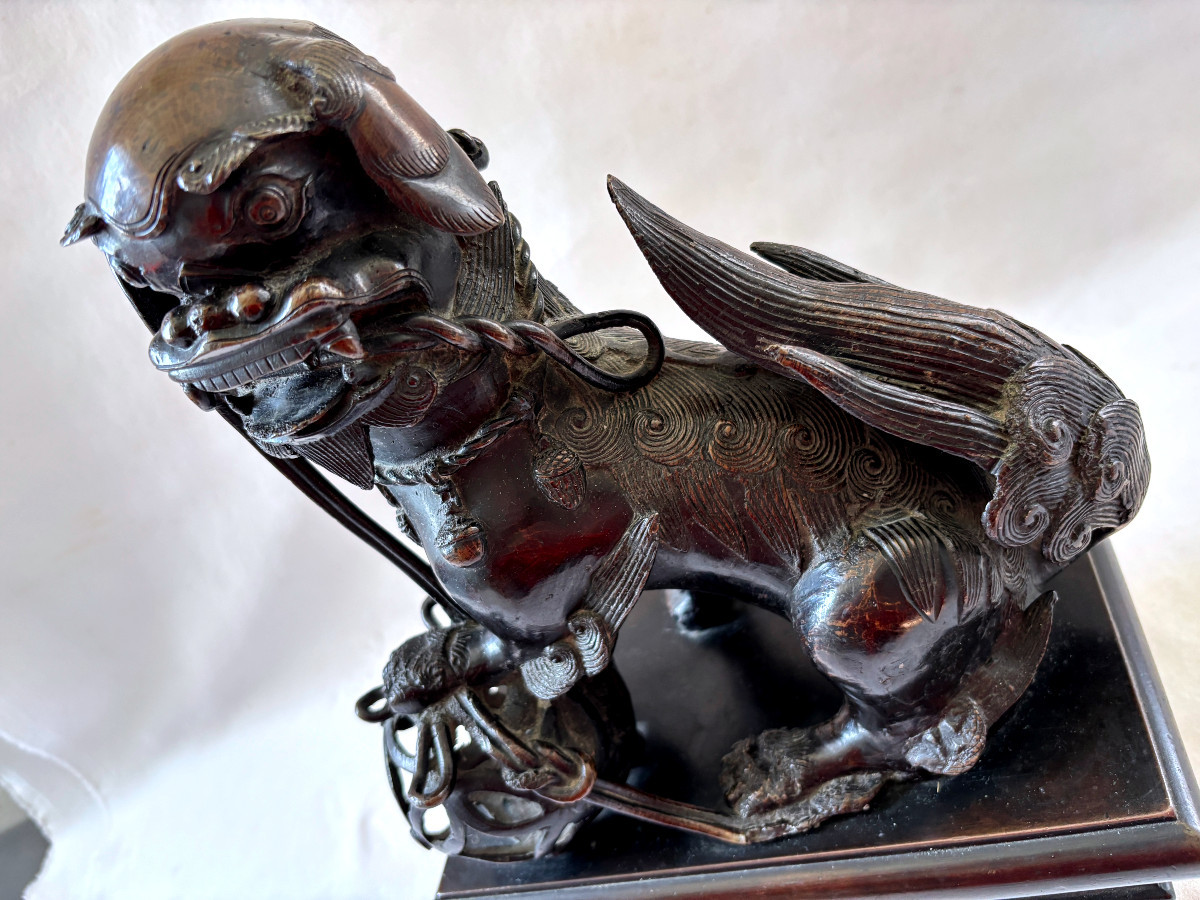 Large Pair Of Bronze Foo Dogs -photo-4