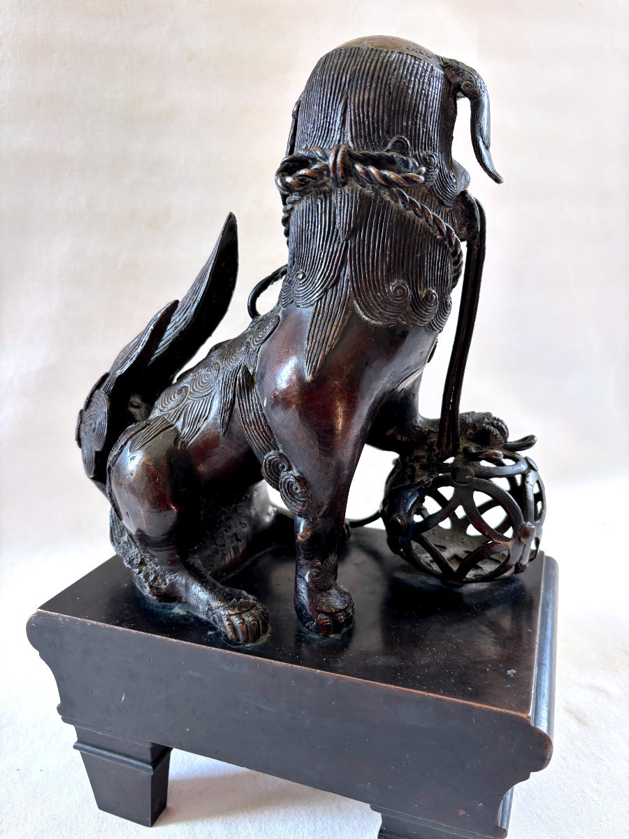 Large Pair Of Bronze Foo Dogs -photo-5