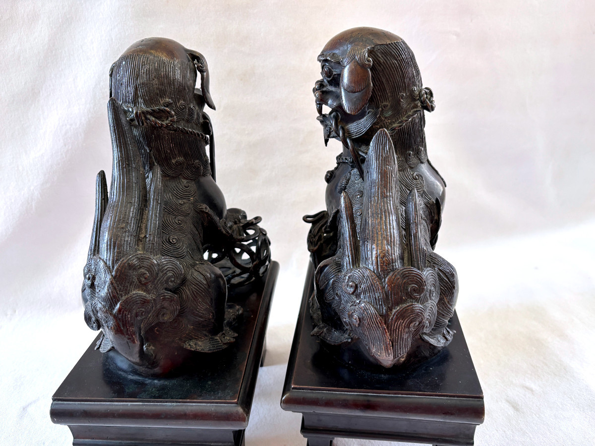Large Pair Of Bronze Foo Dogs -photo-6